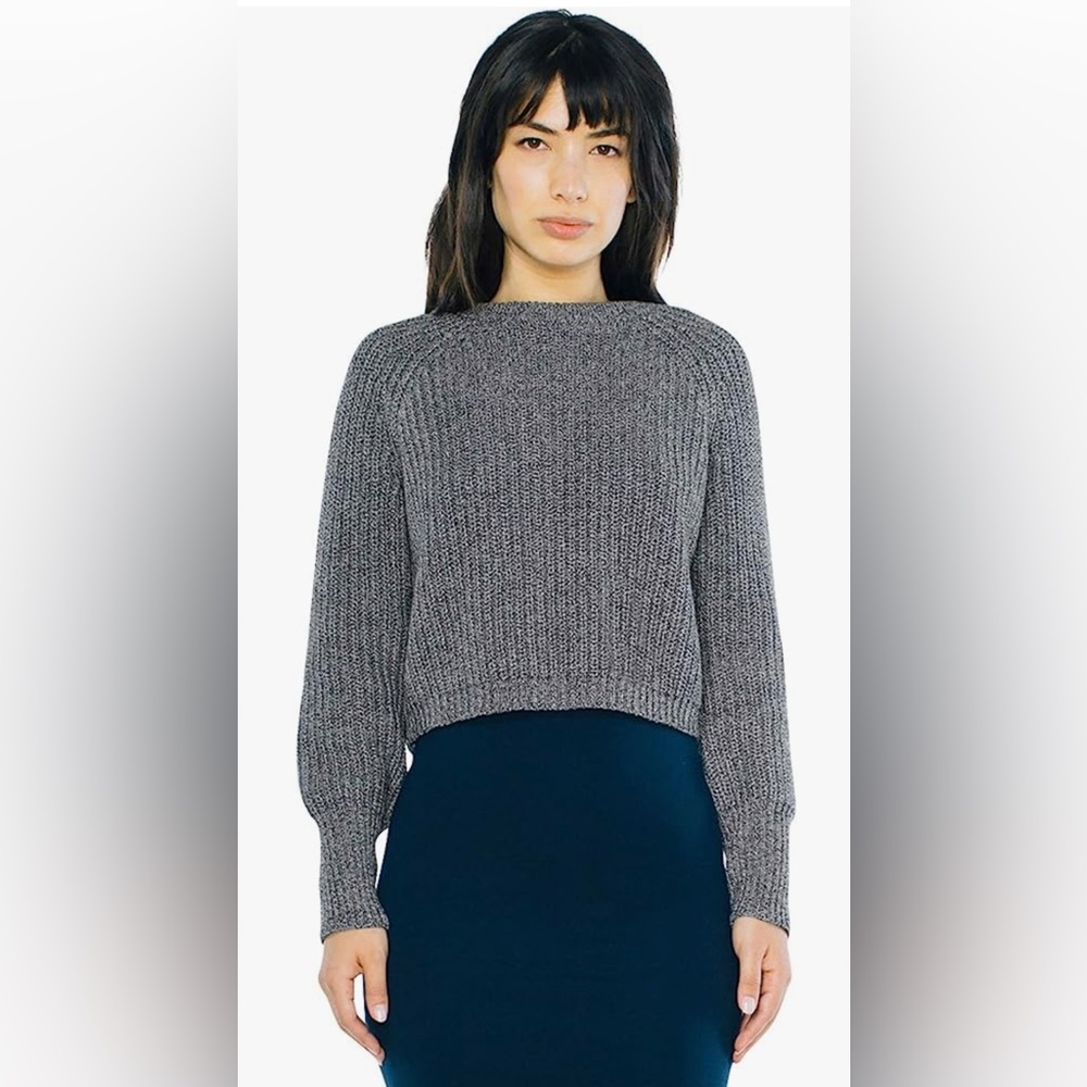 American Apparel Women's Cropped Fisherman Long Sleeve Pullover